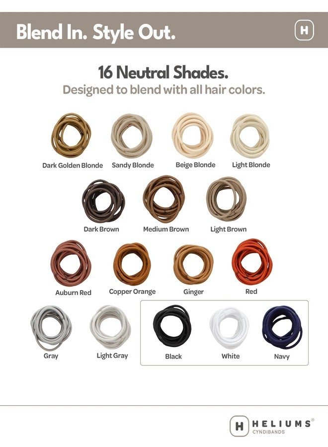 Heliums Small Hair Ties - Mix - No Damage Mini 1 Inch Reusable 2mm Elastics for Thin Hair and Kids, Neutral Ponytail Holders - 48 Count (Neutrals Mix) - Image 4